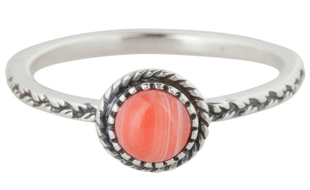 Charmin’s stapelring zilver R291 Pink 'Crown Nat Stone'