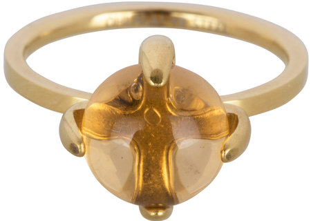 Charmin’s goudkleurige stapelring R583 Big Rock Shiny Topaz goldplated staal