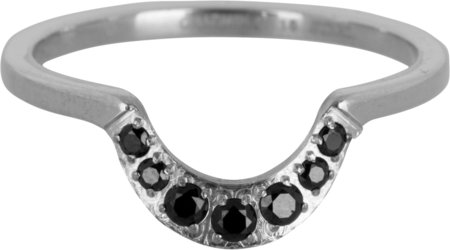 Charmin’s stapelring staal R548 Half Moon Black CZ Shiny Steel