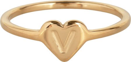 R1015-V Letter V In My Heart Gold