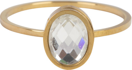 Charmin’s goudkleurige stapelring R727 Modern Oval Crystal goldplated staal