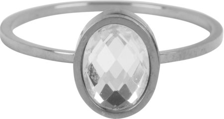 Charmin’s stapelring staal R726 Modern Oval Crystal CZ