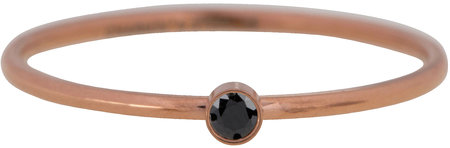Charmin’s rosĂ©goudkleurige stapelring R494 Shine Bright 2.0 with black crystal rosĂ©-goldplated staal