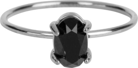 Charmin’s stapelring staal R651 Shine Big Shiny Steel Black CZ