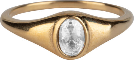Charmin’s zegelring R1034 Ovale Shiny Steen Goldplated