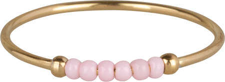 R0980 Anxiety Ring Palm Pink Beads Goldplated