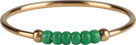 R0987 Anxiety Ring Palm Green Beads Goldplated