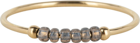 Charmin's R1143 Anxiety Ring Palm Taupe Soft Green Beads Goldplated