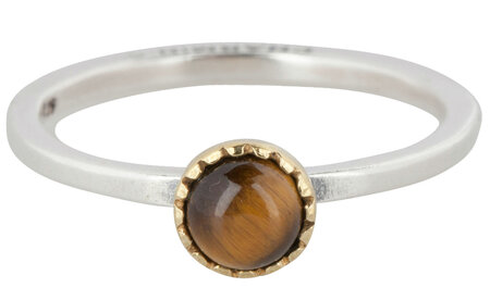 Charmin’s stapelring zilver R295 Tiger Eye 'Natural Stone'