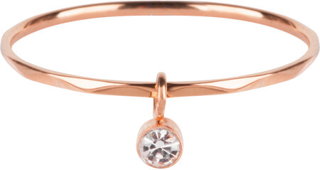 Charmin’s rosĂ©goudkleurige stapelring R578 Dangling Crystal rosĂ©-goldplated staal