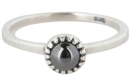 Charmin’s stapelring zilver R297 Hematite 'Natural Stone'