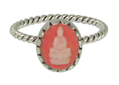 Charmin's zegelring Roze Cameo met Boeddha R257