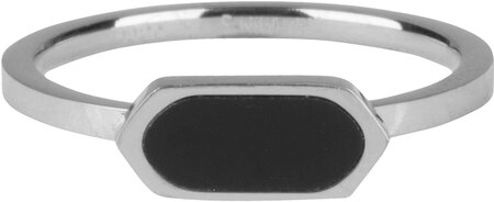 Charmin’s zegelring R671 Fashion Seal Oval Shiny Staal met zwart steentje