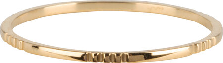 Charmin’s goudkleurige stapelring R738 Small Basics 6 triple engravings goldplated staal