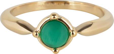 Charmin’s Ronde Goudkleurige Ring met Groene Cateye R1172