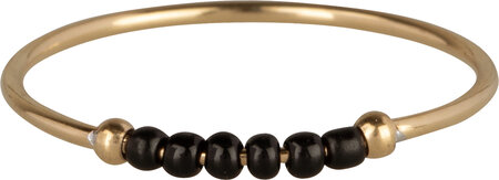R0990 Anxiety Ring Palm BlackBeads Goldplated
