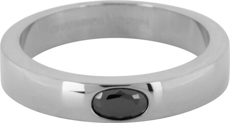 Charmin’s Ring Brede Band Ovale Zwarte Steen Staal R1224