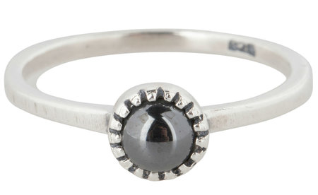 Charmin’s stapelring zilver R297 Hematite 'Natural Stone'