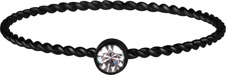 Charmin’s  stapelring R947 Shine Bright Twisted Black and white crystal