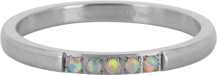 Charmin’s Memoire Ring R1135 5 Steentjes Wit-Blauwige Opaal Staal
