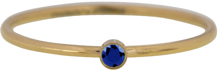 Charmin's Birthstone Ring September Blauwe Sapphire Steen Goldplated R689/KR84