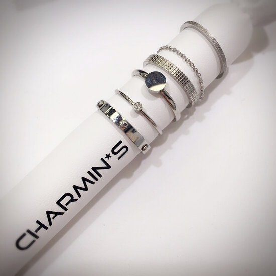 Charmin's Birthstone Ring April Witte Kristal Steel R431/KR87