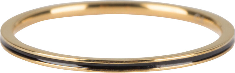 Charmin’s goudkleurige stapelring R699 Petite goldplated Black Enamel staal