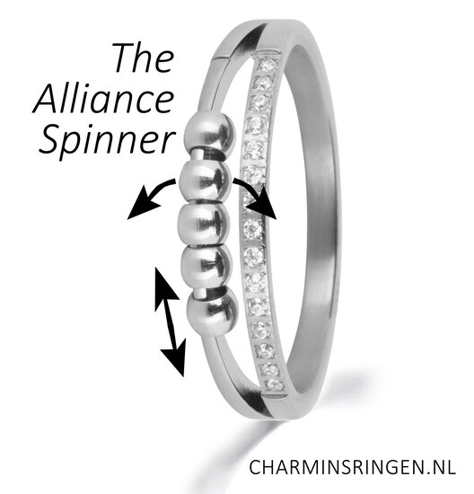 Charmin's Alliance Ring met Balletjes Anxiety Fidget Staal R1366