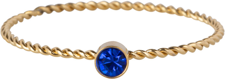 Charmin's Goudkleurig Gedraaide Birthstone Ring Donker Blauw Kristal Staal R1445