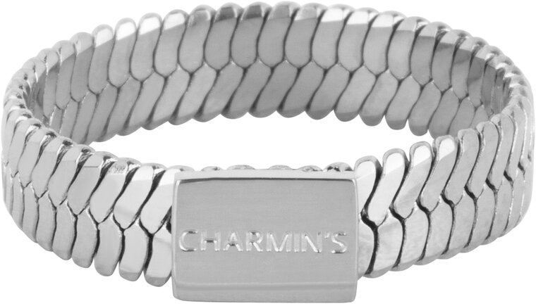 Charmin’s Plat Gevlochten Ring Met Plaatje 5MM Staal R1487