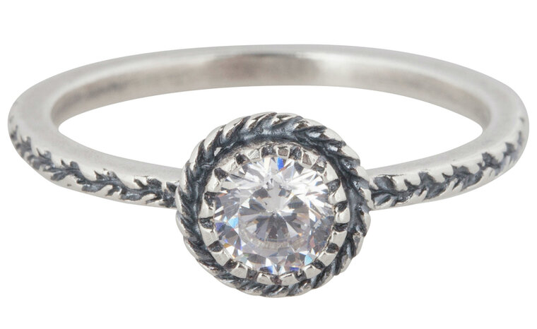 Zilveren Ring R287 White Diamond Crown