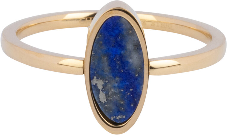 Chevalière ovale de couleur or Charmin's avec pierre précieuse ovale Lapis Lazuli en acier R1214