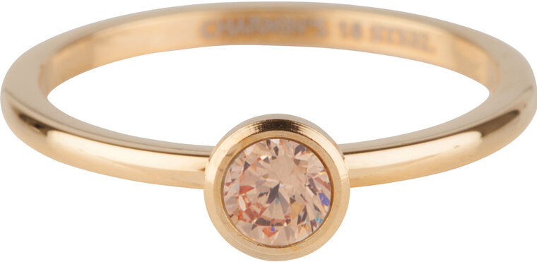 Charmin's Gold Ring Birthstone November Brown Champagne Crystal Steel Iconic R1042
