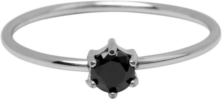 Charmin's Stalen Ring Rond Zwart Steentje Crystal R1702 – Stoer & Stijlvol