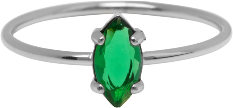 Charmin's Stalen Ring met Ellipsvormig Donkergroen Kristal Steentje R1681 – Stoere Luxe
