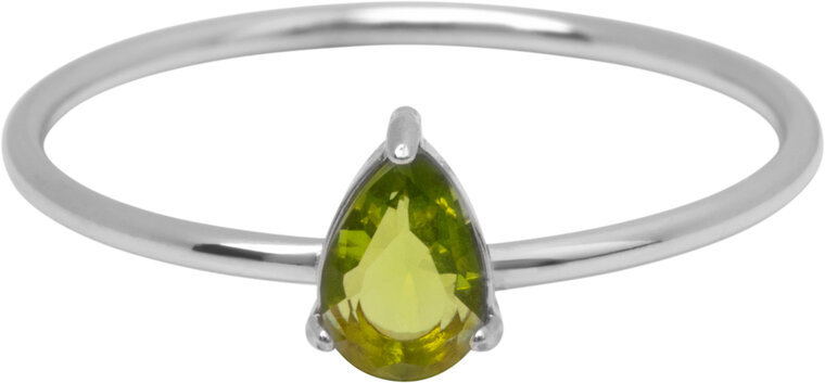 Charmin's Stalen Ring met Druppelvormig Licht Groen Kristal Steentje R1740 – Natuurlijke Touch  
