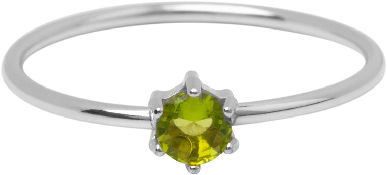 Charmin's Stalen Ring Rond Lichtgroen Steentje Crystal R1700 – Natuurlijk Helder