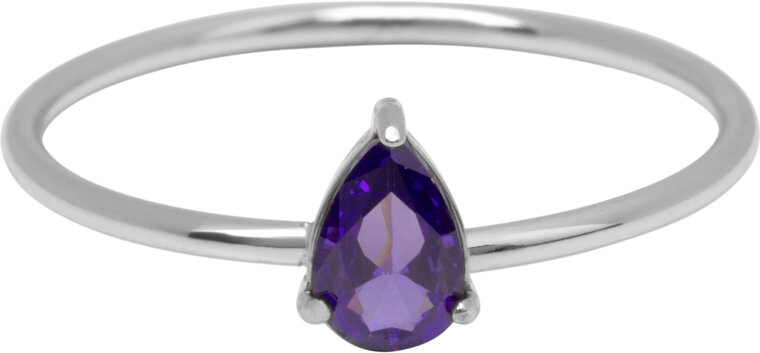 Charmin's Stalen Ring met Druppelvormig Lila Kristal Steentje R1737 – Dromerig Design 
