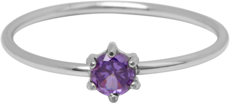 Charmin's Stalen Ring Rond Lila Steentje Crystal R1697 – Dromerig Detail