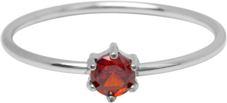 Charmin's Stalen Ring Rond Ruby Rood Steentje Crystal R1696 – Vurig Accent