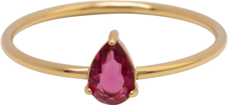 Charmin's Goudkleurige Ring met Druppelvormig Roze Kristal Steentje R1745 – Romantisch Detail 