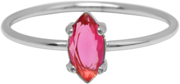 Charmin's Stalen Ring met Ellipsvormig Roze Kristal Steentje R1675 – Romantisch Detail