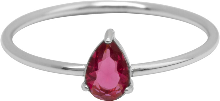 Charmin's Stalen Ring met Druppelvormig Roze Kristal Steentje R1735 – Liefdevolle Look 
