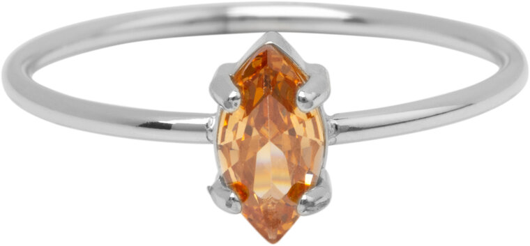 Charmin's Stalen Ring met Elipsvormig Champagne Kristal Steentje R1674 – Warme Glans
