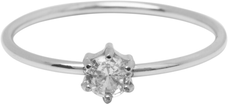 Charmin's Stalen Ring Rond Wit Steentje Crystal R1693 – Minimalistische Glans