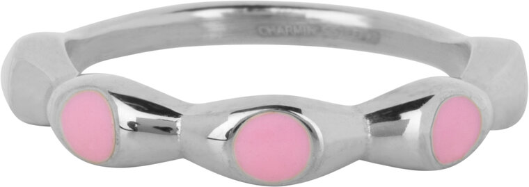 Charmin's Steel Ring with Rose Round Enamel Spheres Steel R1495