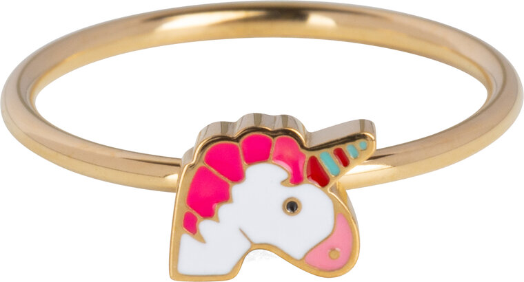 Bague enfant KIDZ en acier doré avec tête de licorne KR199 – Magique et colorée