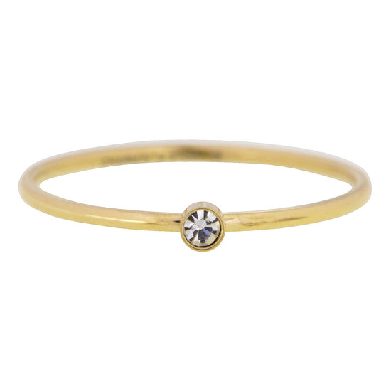 Charmin's  Birthstone Ring April Witte Steen Shine Bright 2.0 Goldplated R432/KR88