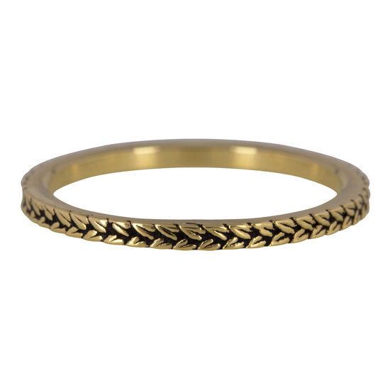 Charmin’s goudkleurige stapelring R448 Braids goldplated staal
