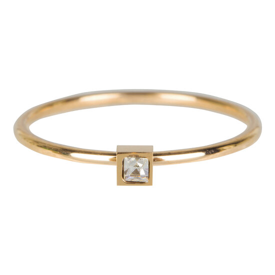 Charmin’s goudkleurige stapelring R501 Stylish Square goldplated staal